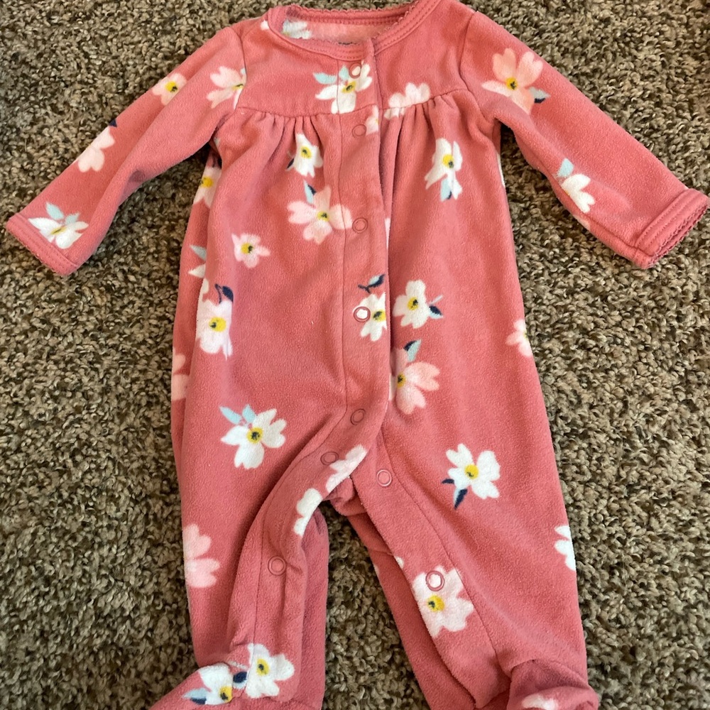 Pink floral fleece sleeper from carters